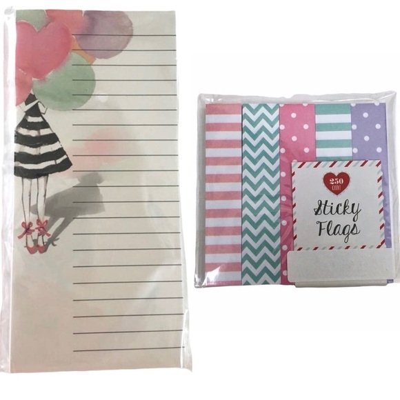 Valentine’s Balloon Girl Planner Accessories Stationery Set List Pad Page Flags - Picture 1 of 3